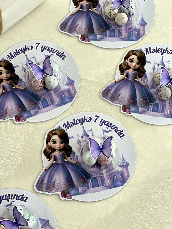 Purple Princess Castle Birthday Favor with Butterfly Chocolate Egg Dome — Chocodad Baku