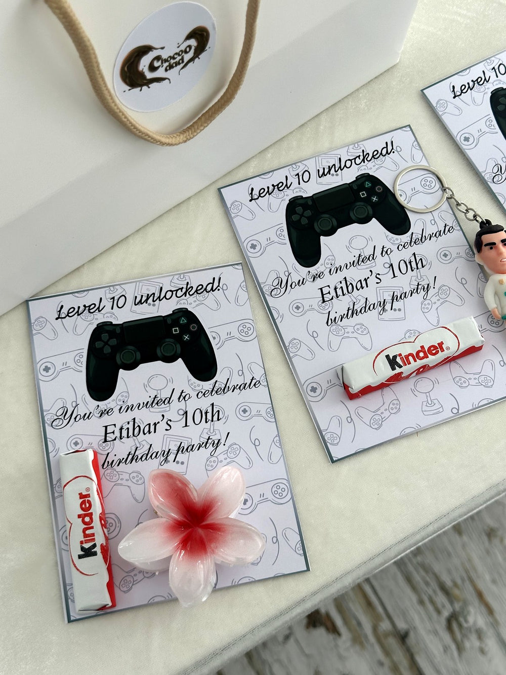 Level Up Gamer Birthday Favor Cards with Kinder Chocolate & Gift — Chocodad Baku