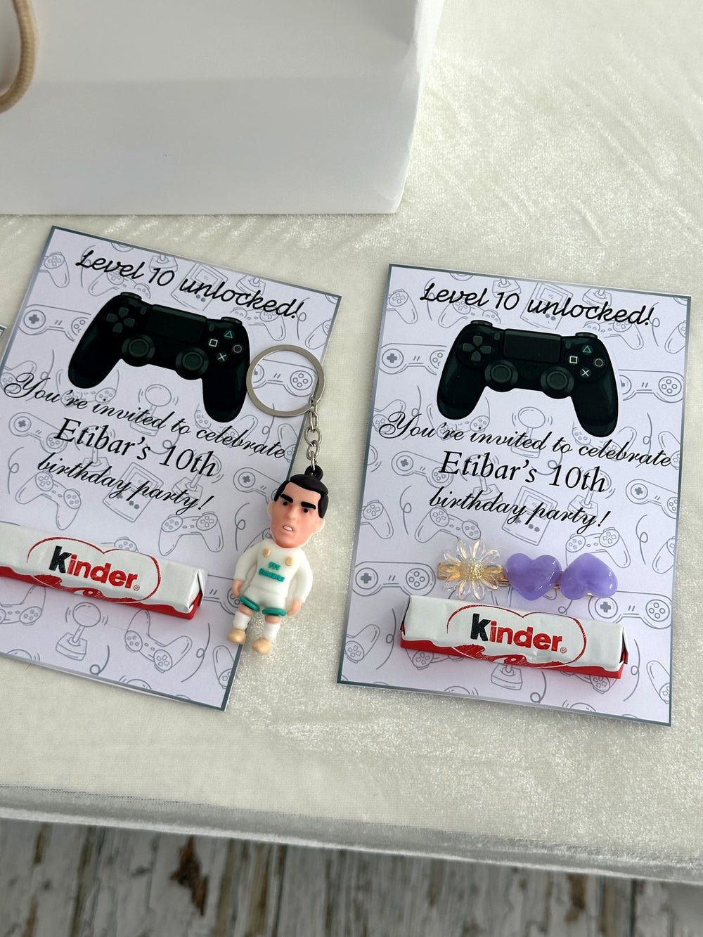 Level Up Gamer Birthday Favor Cards with Kinder Chocolate & Gift — Chocodad Baku