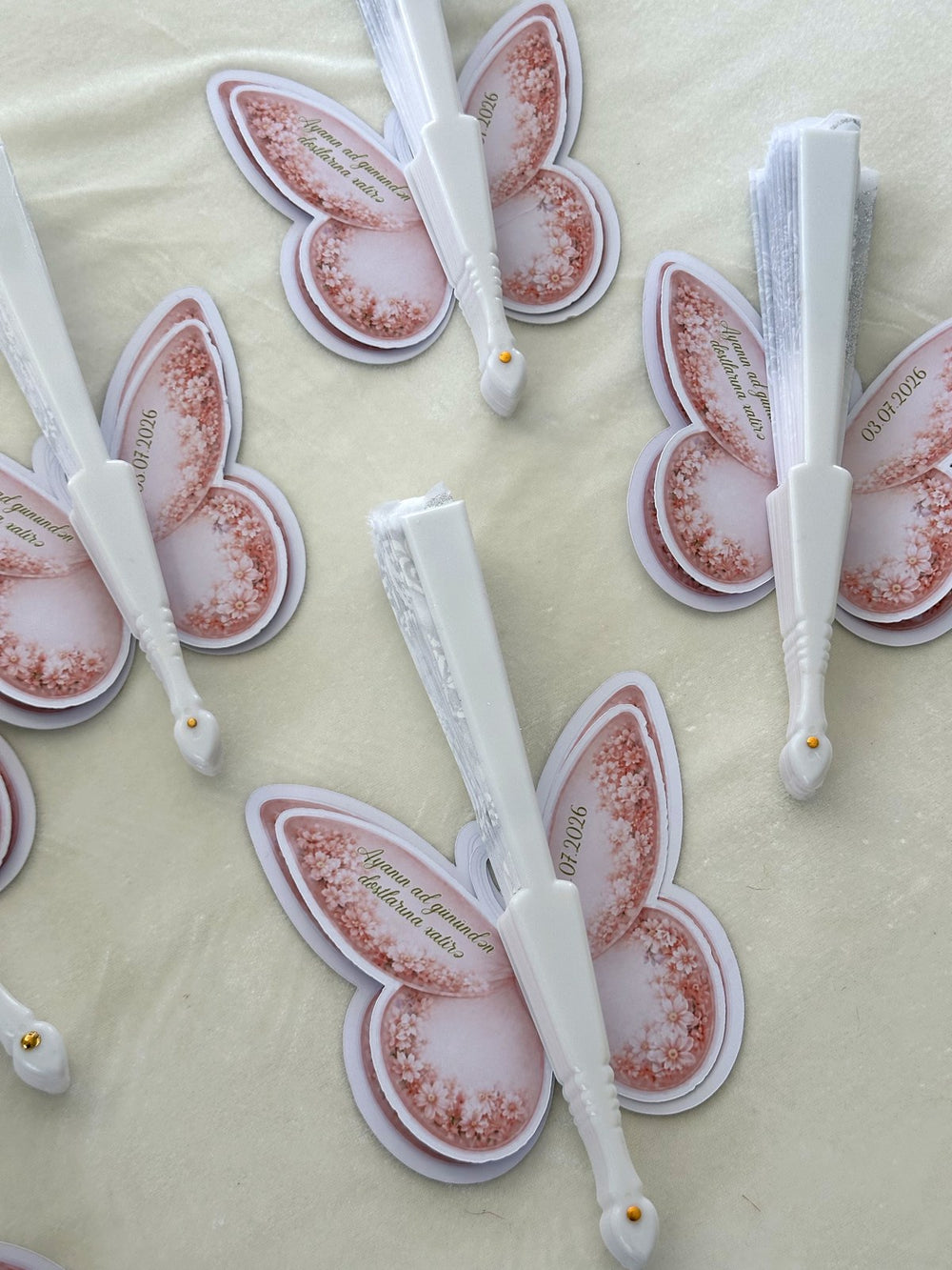 Pink Blossom Butterfly Cards with White Hand Fan — Chocodad Baku
