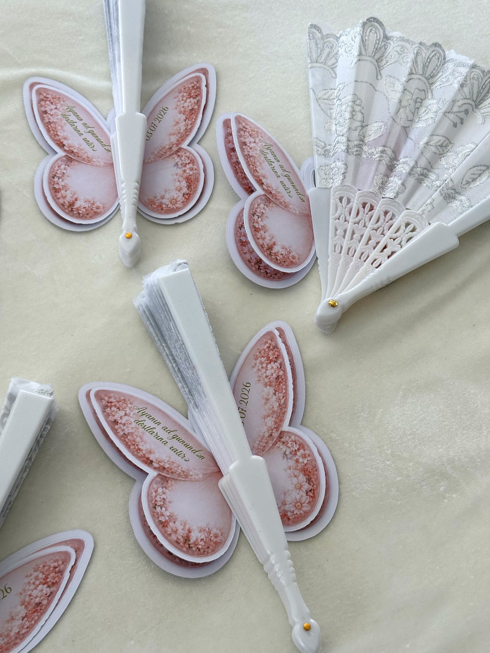 Pink Blossom Butterfly Cards with White Hand Fan — Chocodad Baku