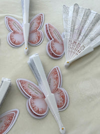 Pink Blossom Butterfly Cards with White Hand Fan — Chocodad Baku