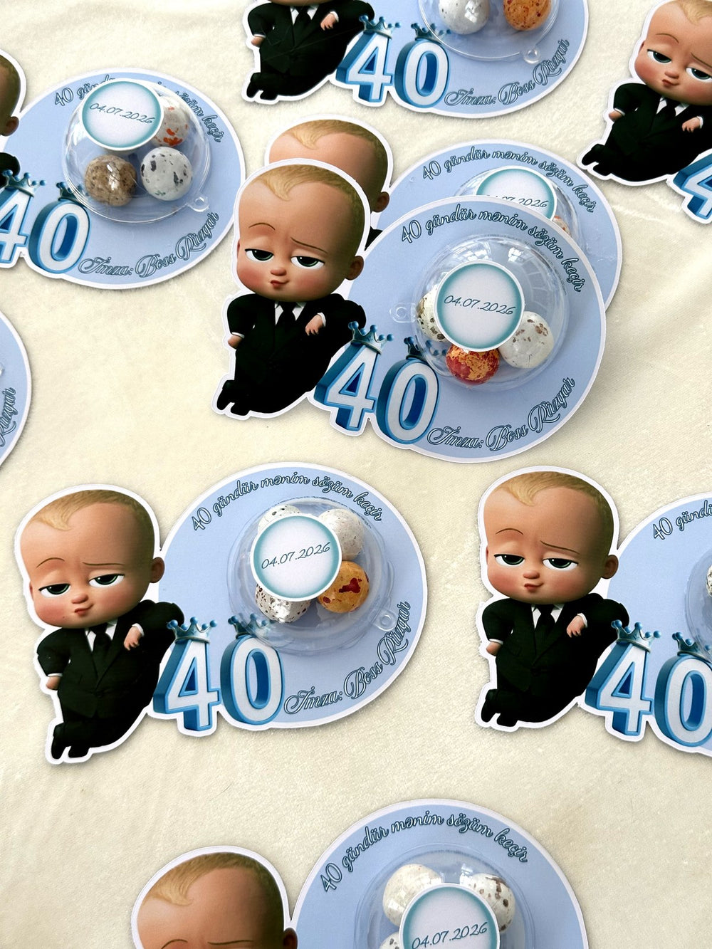 Boss Baby 40 Days Favors with Dragee Chocolate Egg Dome — Chocodad Baku