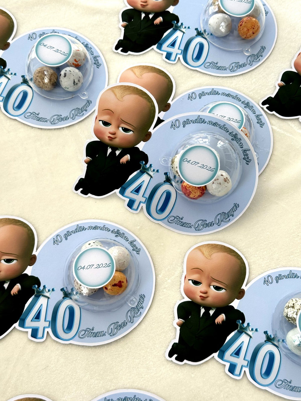Boss Baby 40 Days Favors with Dragee Chocolate Egg Dome — Chocodad Baku