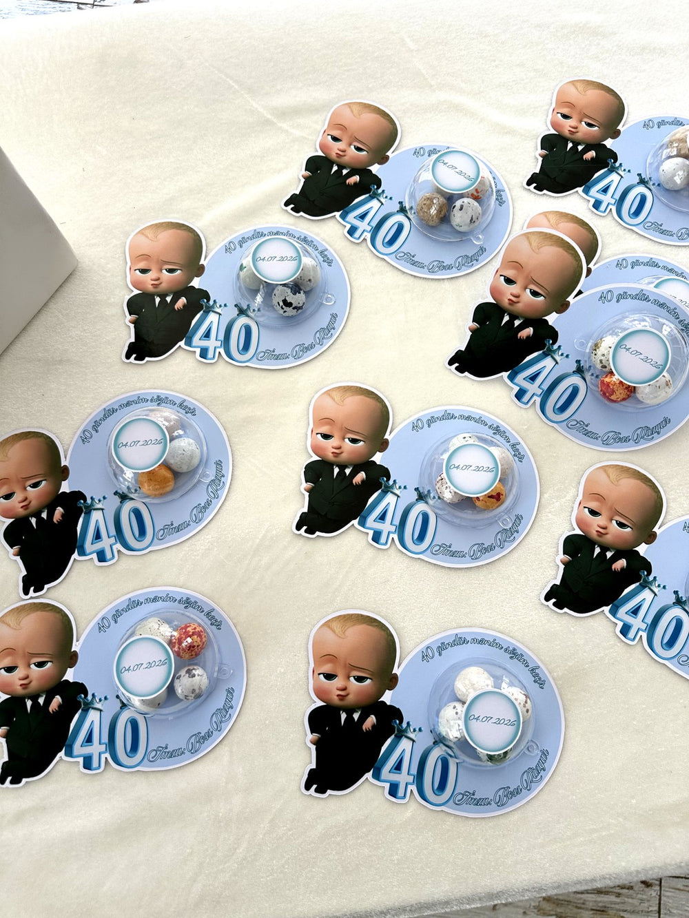 Boss Baby 40 Days Favors with Dragee Chocolate Egg Dome — Chocodad Baku