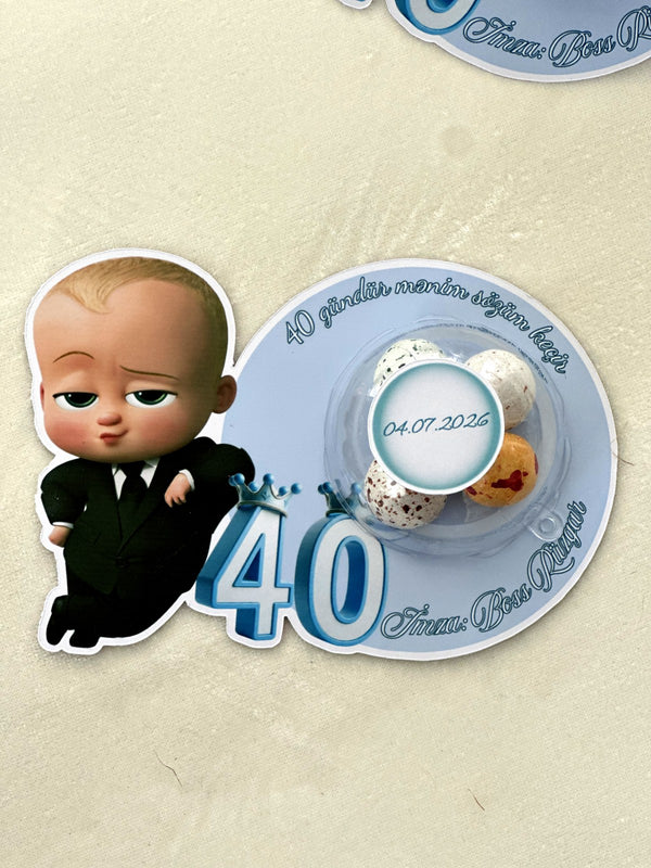 Boss Baby 40 Days Favors with Dragee Chocolate Egg Dome — Chocodad Baku