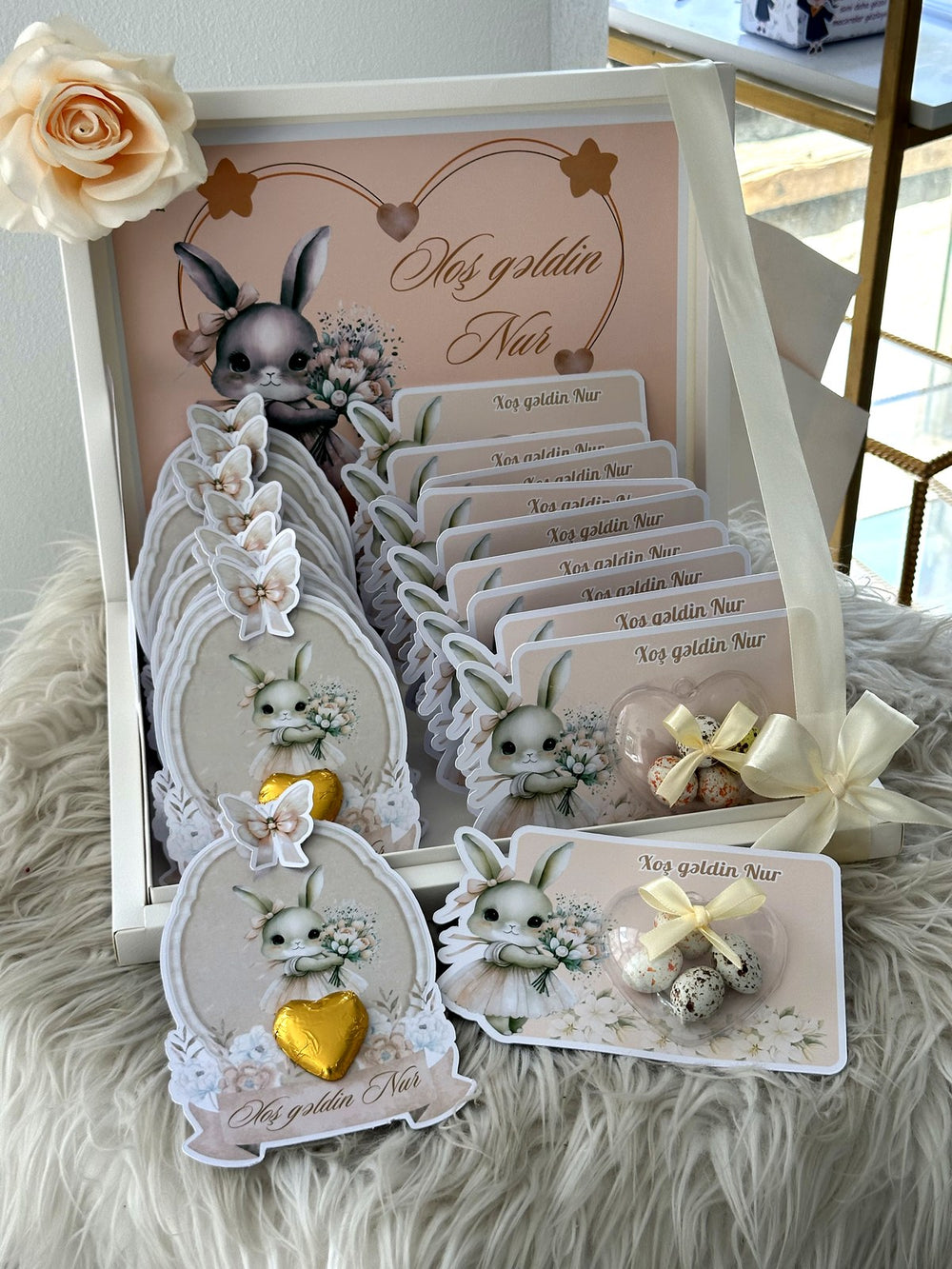 Bunny Welcome Baby Gift Box with 20 Chocolate Favors — Chocodad Baku