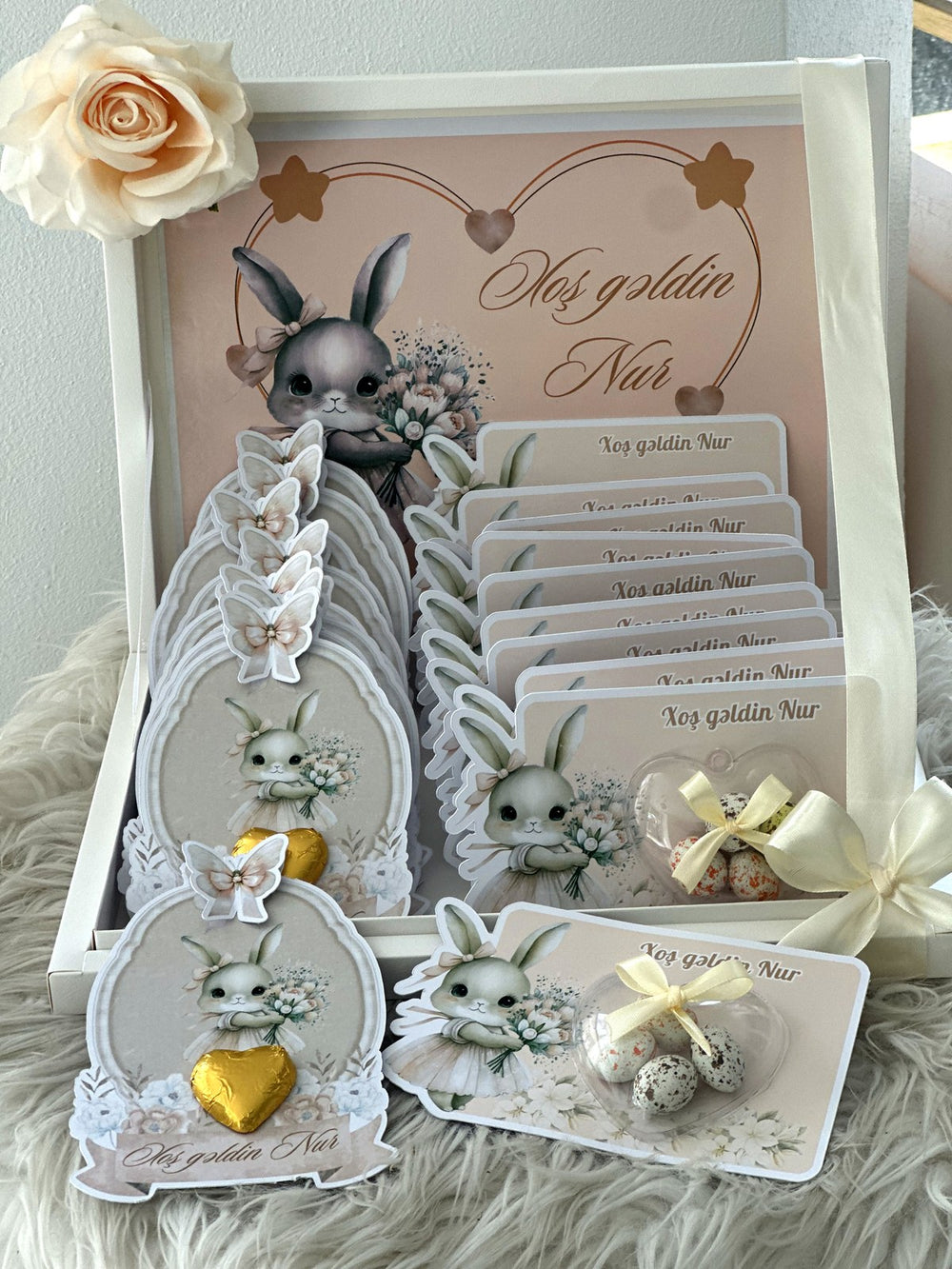 Bunny Welcome Baby Gift Box with 20 Chocolate Favors — Chocodad Baku