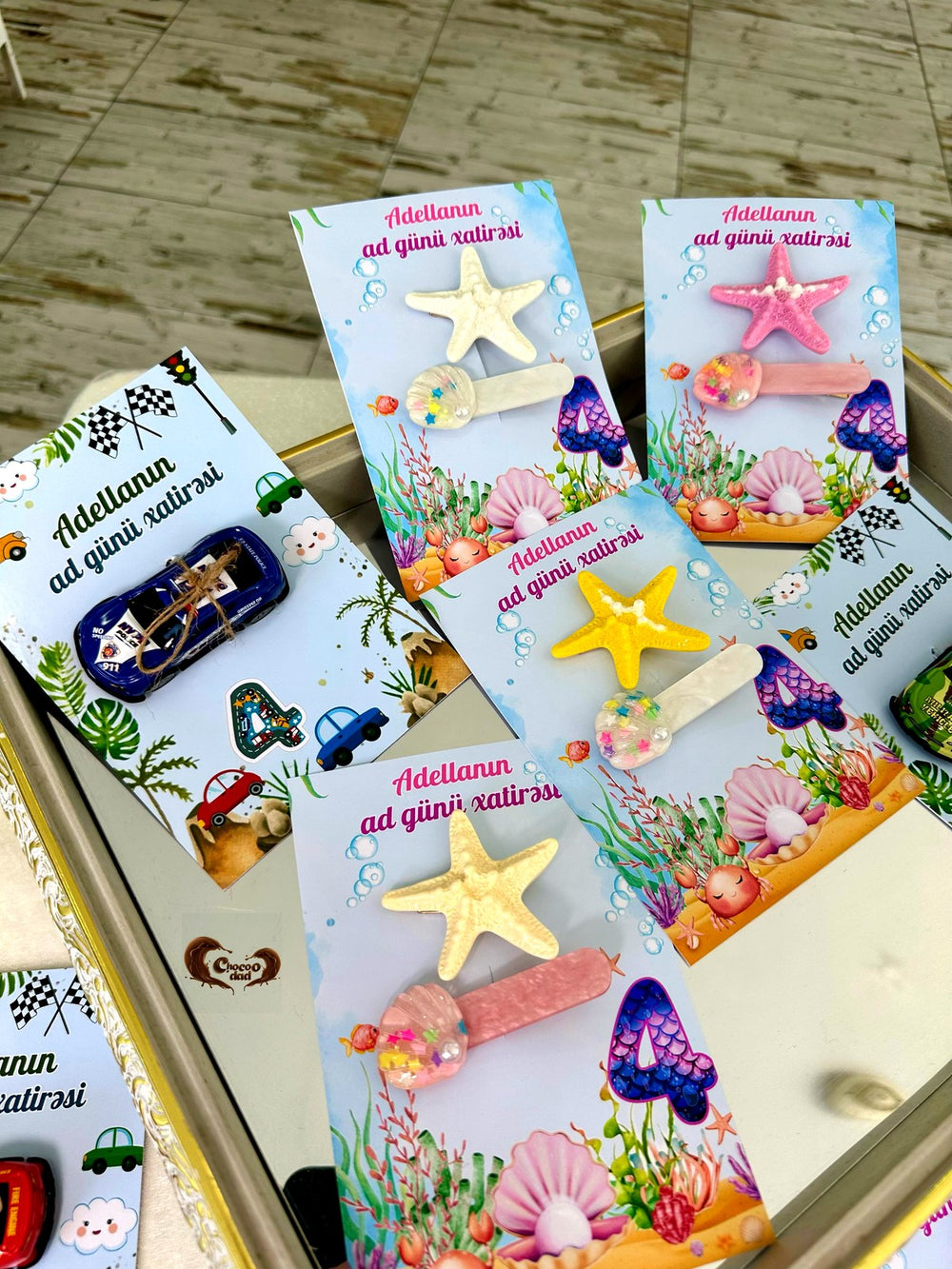 Under the Sea and Race Car Birthday Favor Cards with Starfish Clip or Toy Car — Chocodad Baku
