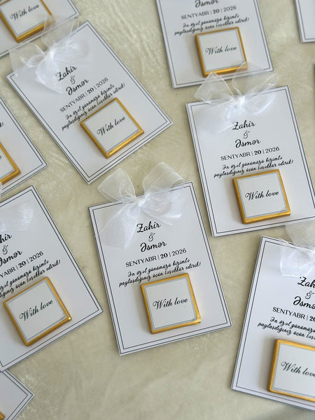 Nişan Günü kart paylamalığı – with love yazılı şokoladla