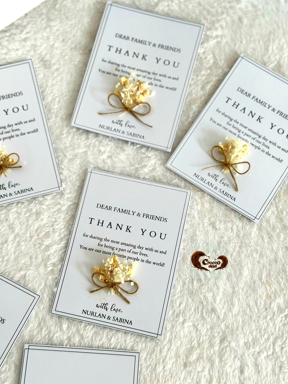 Dried Flower Thank You Cards with Your Names — Chocodad Baku