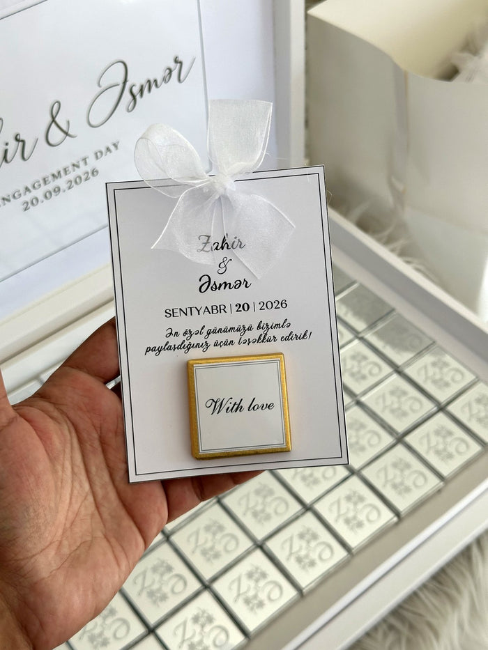 Nişan Günü kart paylamalığı – with love yazılı şokoladla
