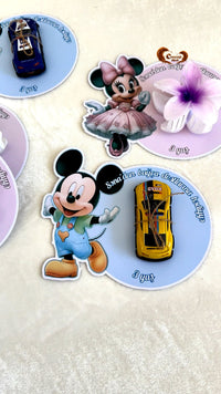 Mickey and Minnie Kindergarten Favor Cards with Toy Car and Flower Clip — Chocodad Baku
