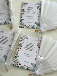 Botanical Wildflower Birthday Cards with White Pearl Hand Fan — Chocodad Baku