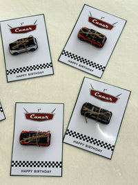 Racing Checkered 1st Birthday Favor Cards with Toy Car — Chocodad Baku