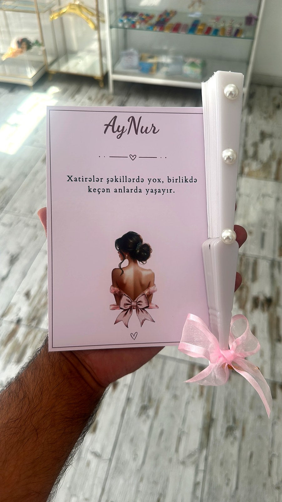 Lady Silhouette Birthday Thank You Cards with White Pearl Hand Fan — Chocodad Baku