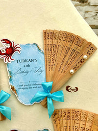 Blue Crab Birthday Party Cards with Wooden Hand Fan — Chocodad Baku