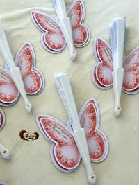 Pink Blossom Butterfly Cards with White Hand Fan — Chocodad Baku