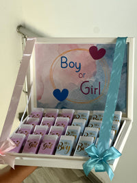 Boy or Girl Gender Reveal Chocolate Box (24 pieces chocolate and box) — Chocodad Baku