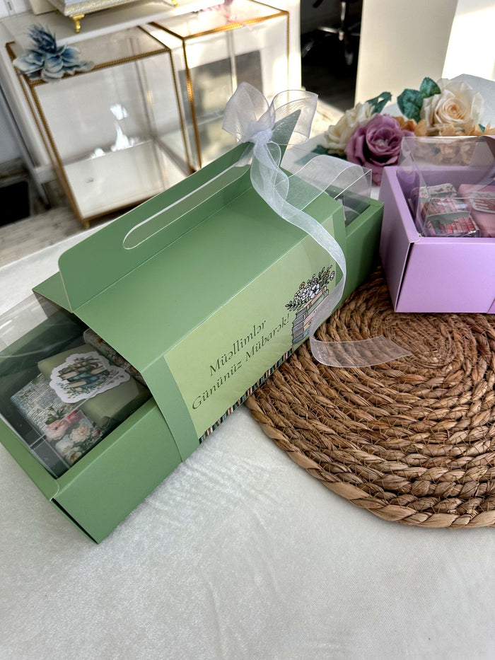 Sage Green Teacher's Day Chocolate Box with Handle — Chocodad Baku