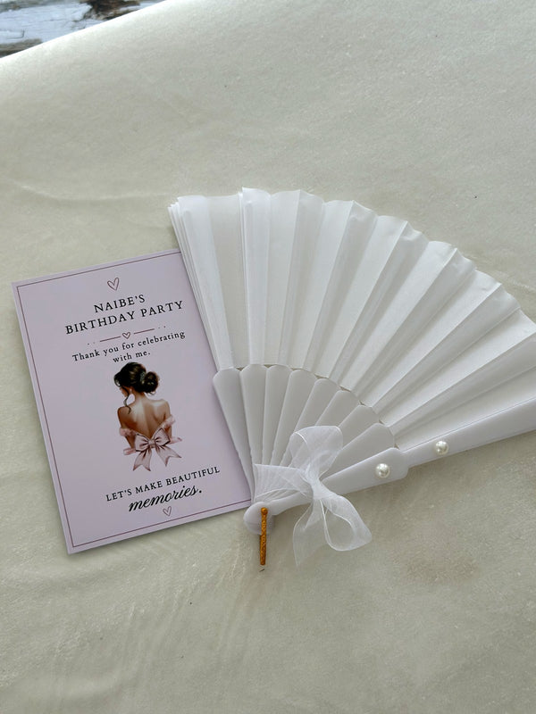 Lady Silhouette Birthday Thank You Cards with White Pearl Hand Fan — Chocodad Baku