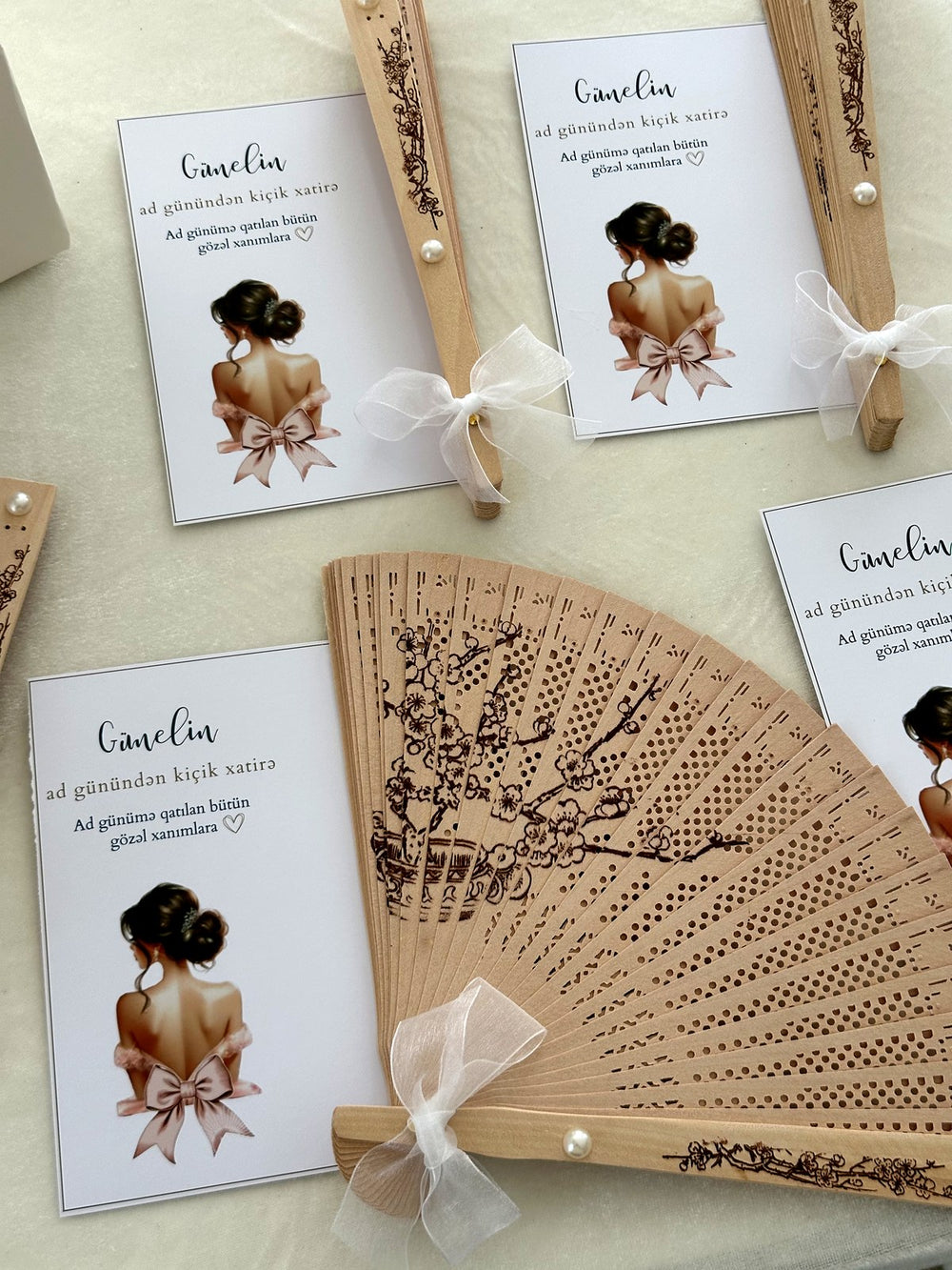 Lady Silhouette Birthday Keepsake Cards with Wooden Hand Fan — Chocodad Baku