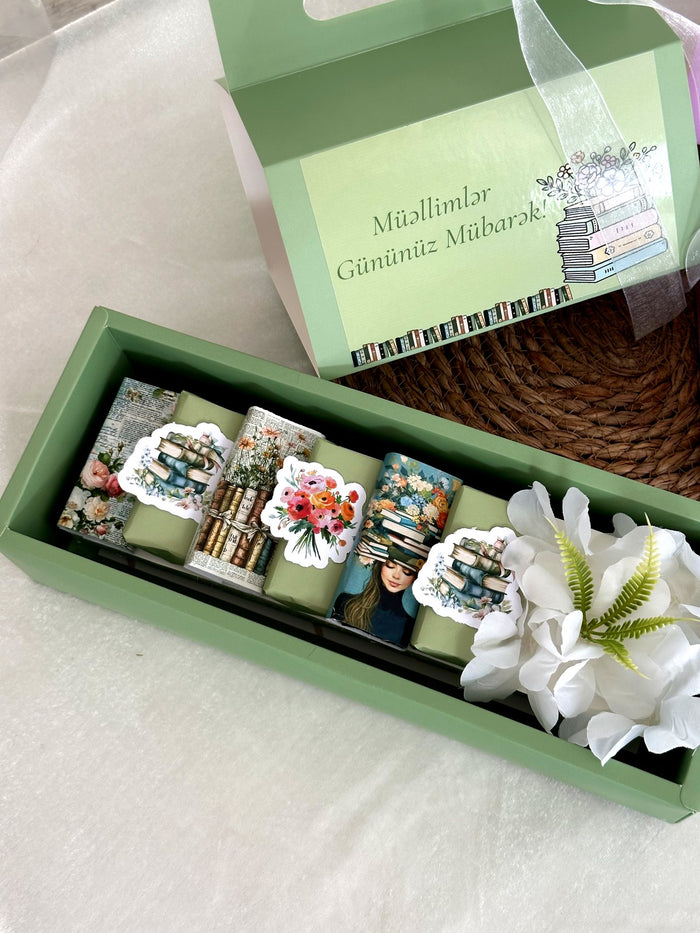 Sage Green Teacher's Day Chocolate Box with Handle — Chocodad Baku