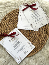 Floral Letter Birthday Keepsake Cards with Burgundy Ribbon — Chocodad Baku