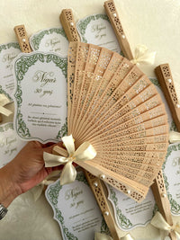 Green Lace Frame Birthday Cards with Wooden Fan & Cream Bow — Chocodad Baku