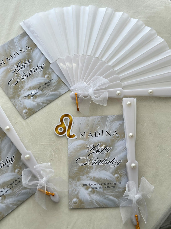 Leo Zodiac Birthday Cards with White Pearl Hand Fan — Chocodad Baku