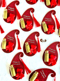 Paisley Henna Night Favor Cards with Henna Vial & Heart Chocolate — Chocodad Baku