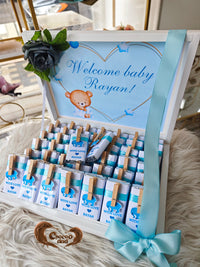 Welcome Baby Rayan | Custom Blue 50 Chocolate in Box for Baby Boy Perfect New Baby Gift