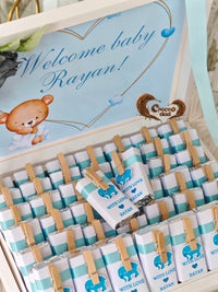 Welcome Baby Rayan | Custom Blue 50 Chocolate in Box for Baby Boy Perfect New Baby Gift