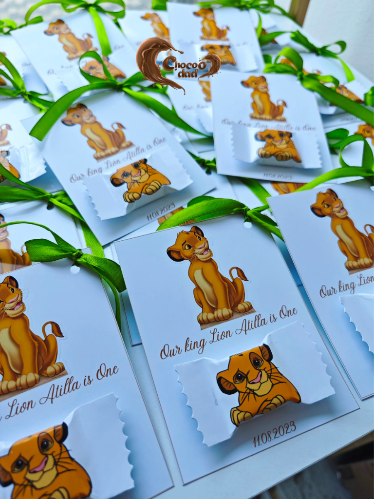 Little King Simba Chocolate Cards for Boys | Customizable 1st Birthday Party Boys Chocolates